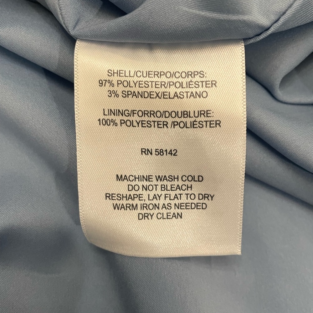 Sky Blue Pleated Faux Wrap Dress Maggie London Size 24-W - Picture 9 of 10